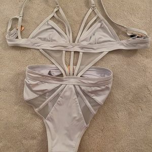 Kopper & Zinc cut-out full piece white bathingsuit